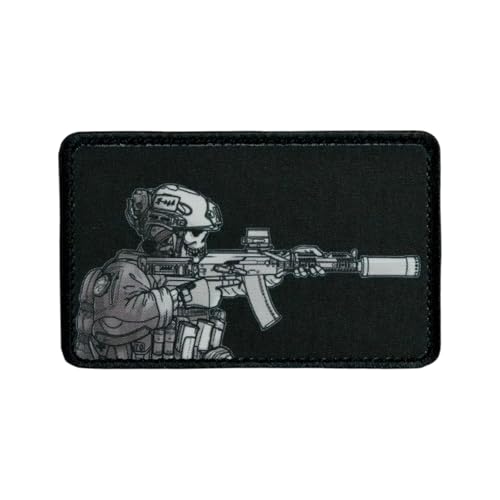 Patches Klett Schdel Soldat mit Pistole Militär Patch Klett Patch Drucken Taktisches Morale Hook Patch Für DIY Kleidung Rucksack Baseballkappe Uniform von Viusneun