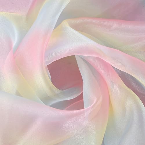 Viusneun Regenbogen Tulle, 150×200cm Farbverlauf Regenbogen Tüll Hautfreundlicher Organza-Stoff für Hochzeit Tischläufer Geschenkband Schleife Nähen Basteln Stoff (Rosa) von Viusneun