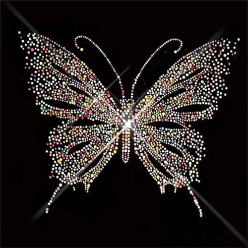 Schmetterling Strass Aufbügeln, Heat Transfer Decal Bling Strass Aufkleber Heat Transfer Patch Kleidung Reparatur Applique für T-Shirt Kleidung Hose Taschen (2) von Viusneun