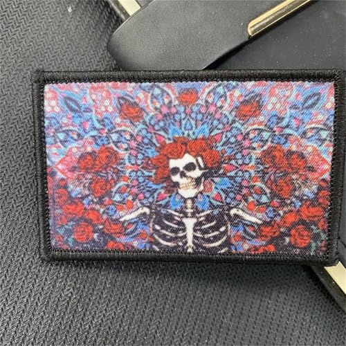 Skelett Rose Patch Klett, Drucken Aufnäher Patches Tactical Morale Gestickte Applikation Aufnäher für DIY Taktische Kleidung Rucksäcke Jacken Jeans Westen von Viusneun