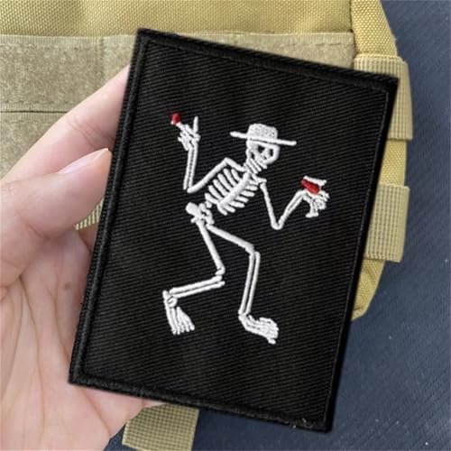 Tanzendes Skelett Klett Patch Lustig Drucken Patches Klett Tactical Moral Aufnäher Applikationen für DIY Rucksäcke Kleidung Taschen Uniform Weste von Viusneun