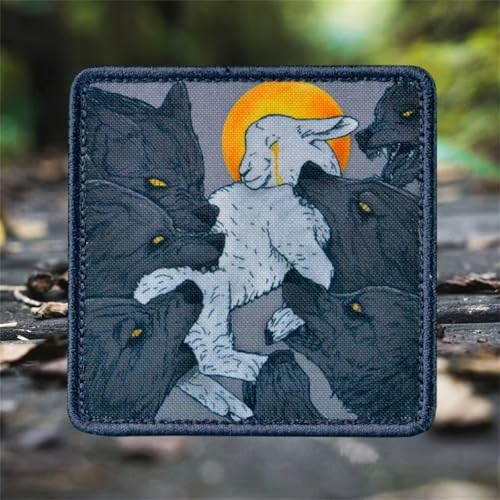 "The lamb" Patches Klett Schaf und Wolf Klett Patch Drucken Taktische Moral Aufnäher für DIY Rucksäcke Taktische Kleidung Baseballkappe Uniform von Viusneun