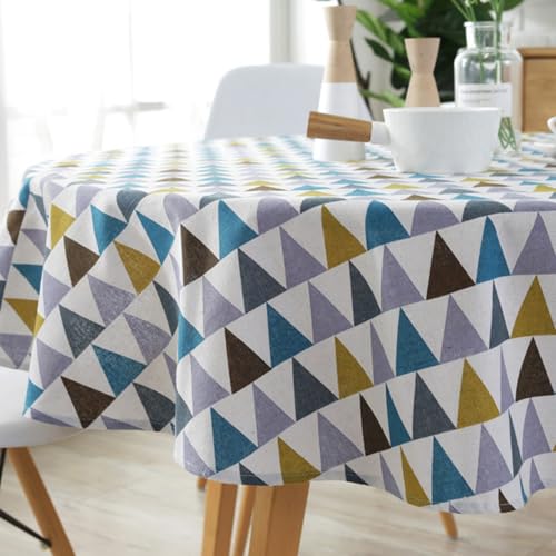 Viusneun Tischdecke, Waschbar Rund Tischtuch Baumwoll-Leinen Table Cloth Modern Stilvoll Tischdecken für Küche Esstisch Garten Partys Outdoor (Farbe,120 cm) von Viusneun