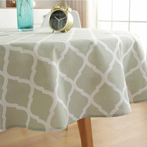 Viusneun Tischdecke, Waschbar Rund Tischtuch Baumwoll-Leinen Table Cloth Modern Stilvoll Tischdecken für Küche Esstisch Garten Partys Outdoor (Grau-Grün,150 cm) von Viusneun