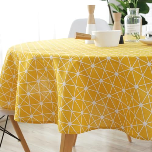 Tischdecke, Waschbar Rund Tischtuch Baumwoll-Leinen Table Cloth Modern Stilvoll Tischdecken für Küche Esstisch Garten Partys Outdoor (Orange,120 cm) von Viusneun