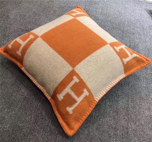 Viusneun 1er Set kissenbezüge Kissen aus Wolle gestrickt Dekorative Deko Kissen Kuschelkissen Flauschig Sofakissen Weich Plüschkissen für Sofa（Keine Füllstoffe） (orange,45x45cm) von Viusneun