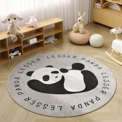 Viusneun Kinderteppich, Rund Kurzflor Wildtiere Teppiche Weich Waschbare Teppich Krabbeldecke rutschfest Teppiche fürs Babyzimmer Kleinkinderzimmer Wohnzimmer Schlafzimmer (Panda,100cm) von Viusneun