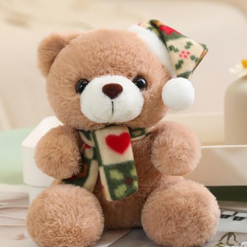 Viusneun Kuscheltier, 20cm Teddybär Plüschtier Süßes Weihnachtsbär Stofftier zum Kuscheln & Spielen Weihnachts Geschenk für Kinder und Freunde (Liebe Hellbraun) von Viusneun