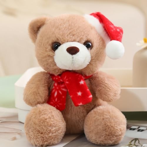 Viusneun Kuscheltier, 20cm Teddybär Plüschtier Süßes Weihnachtsbär Stofftier zum Kuscheln & Spielen Weihnachts Geschenk für Kinder und Freunde (Schneeflocke Hellbraun) von Viusneun