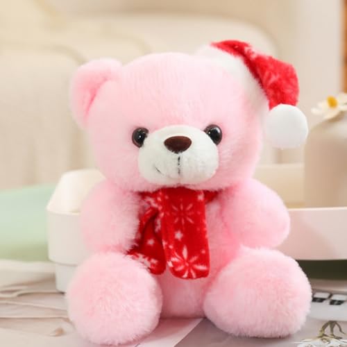 Viusneun Kuscheltier, 20cm Teddybär Plüschtier Süßes Weihnachtsbär Stofftier zum Kuscheln & Spielen Weihnachts Geschenk für Kinder und Freunde (Schneeflocke Rosa) von Viusneun