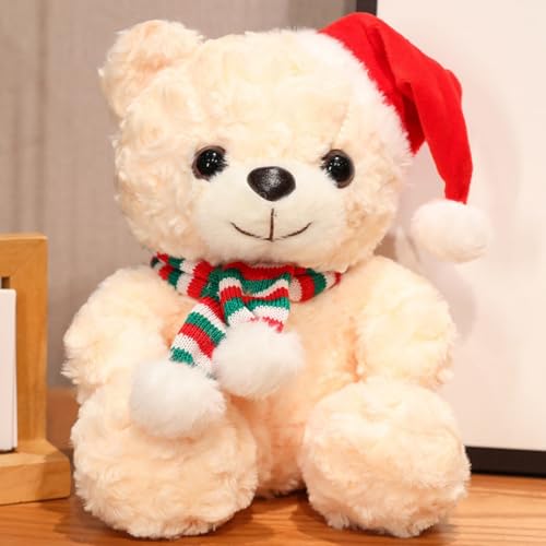 Viusneun Kuscheltier, 23cm Weihnachtstag Teddybär Süßes Stofftier Weihnachtsbär zum Kuscheln & Spielen für Kinder Weihnachts Geschenk (Beige) von Viusneun