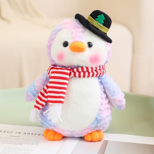 Viusneun Kuscheltier, 26cm Pinguin Plüschtier Weihnachten Pinguin Stofftier Süße Pinguin Plüsch zum Kuscheln & Spielen für Kinder Weihnachts Geschenk (Lila Schwarze Mütze) von Viusneun