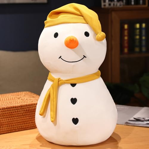 Viusneun Kuscheltier, 30cm Weihnachtsmütze Schneemann Plüschtier Lächelnder Schneemann Stofftier zum Kuscheln & Spielen Weihnachts Geschenk für Kinder und Freunde (Gelb) von Viusneun