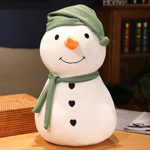 Viusneun Kuscheltier, 30cm Weihnachtsmütze Schneemann Plüschtier Lächelnder Schneemann Stofftier zum Kuscheln & Spielen Weihnachts Geschenk für Kinder und Freunde (Grün) von Viusneun