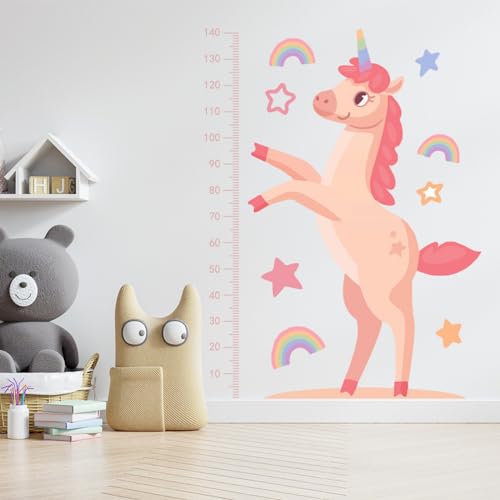 Viusneun Wandtattoo, Kids Messlatte Wandaufkleber Wald Tiere Wandsticker Abnehmbar DIY Wandbild 30×60cm Wandtattoo für Kinderziemmer Dekoration (Einhorn) von Viusneun