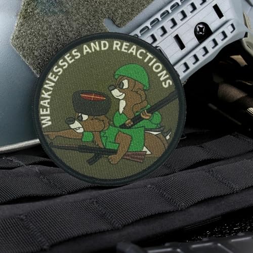 "WEAKNESSES AND REACTIONS" Klett Patches Drucken Niedlicher Eichhörnchen Taktische MilitäR Moral Aufnäher für DIY Kleidung Rucksack Baseballkappe Uniform von Viusneun