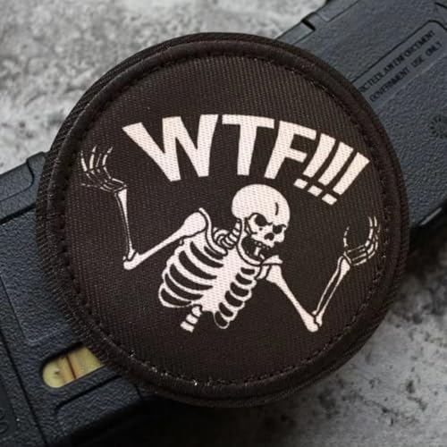 "WTF" Patches Klett Lustig Skelett Klett Patches Militär Morale Tactical Klett Patch Aufnäher für Rucksäcke, Jacken, Jeans, Kleidung von Viusneun