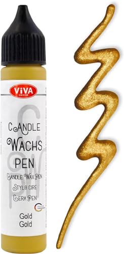 Viva Decor Wachs Pen 28ml (Gold) Premium Candle Liner & Wax-Pen - Ideal für individuelle Kerzengestaltung - Hochwertiger Wachs-Stift zum Anmalen, Verzieren & Personalisieren von Viva Decor