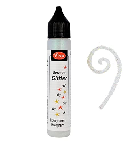 Viva Decor®️ German Glitter (Hologramm, 28 ml) Glitter Glue - farbige Glitzer Stifte in transparenter Effekt Paste - Bastel Glitzer Stift - window color glitter pen - Glitzerstifte Kinder von Viva Decor