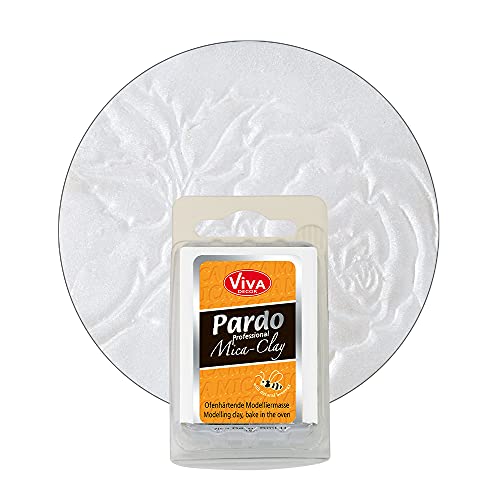 Viva Decor® Pardo MICA Clay - Platin 56g, Modelliermasse ofenhärtend, für Mica Shift Technik bestimmt, besondere 3D-Reliefeffekte, für Clay-Profis und Hobbykünstler von Viva Decor