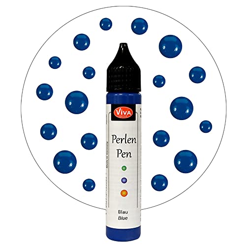Viva Decor®️ Perlen Pen (Blau, 28 ml) 3D Pearl Pen - T Shirt Marker zum Bemalen von Stoff und Textilien - Deko Farben - Stifte Perlen - Made in Germany von Viva Decor