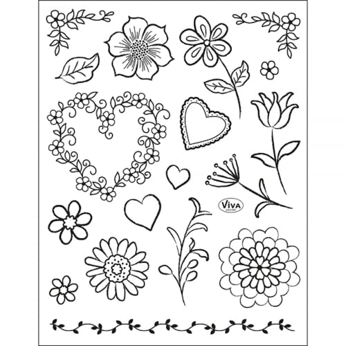 Viva Decor Clear-Stamps (Geblümtes) Silikon Stempel - Prägung Stempel - DIY Dekoration stanzen - Stempel Silikon - DIY Stamp - Stempel Prägung - Made in Germany von Viva Decor