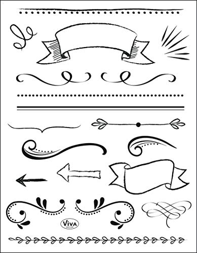 Viva Decor Clear-Stamps (Lettering Elemente) Silikon Stempel - Prägung Stempel - DIY Dekoration stanzen - Stempel Silikon - DIY Stamp - Stempel Prägung - Designed in Germany von Viva Decor