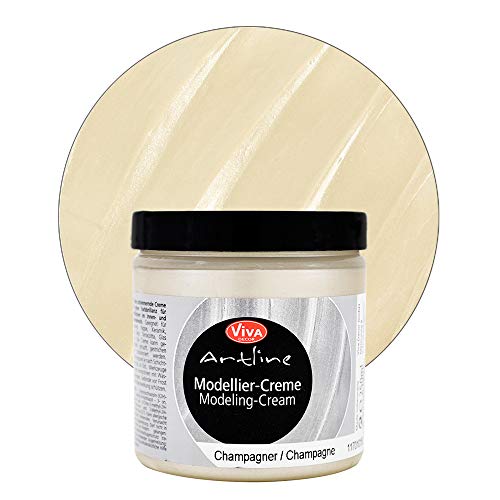 Viva Decor Modellier-Creme (Champagner, 250 ml) Cremige, metallisch schimmernde Farbe und Strukturpaste zum Modellieren mit hoher Farbbrillanz - Made in Germany von Viva Decor