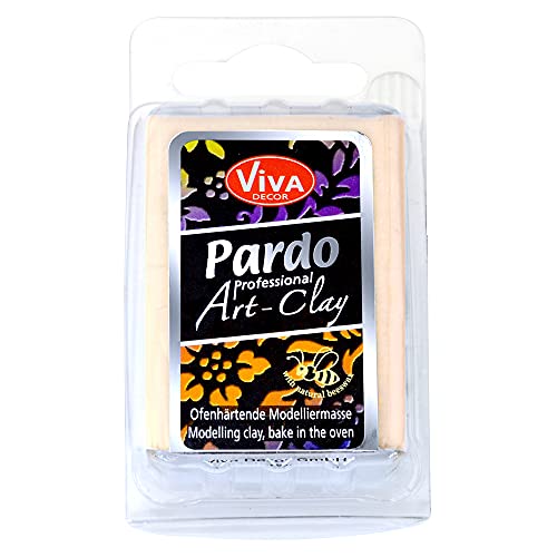 Viva Decor PARDO Art Clay - Beige 56 g, Polymer Clay Modelliermasse ofenhärtend fest, formstabil, hohe Randschärfe, lange lagerstabil durch wiederverschließbare Box von Viva Decor