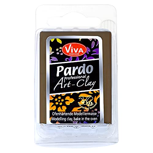 Viva Decor PARDO Art Clay - Braun 56 g, Polymer Clay Modelliermasse ofenhärtend fest, formstabil, hohe Randschärfe, lange lagerstabil durch wiederverschließbare Box von Viva Decor