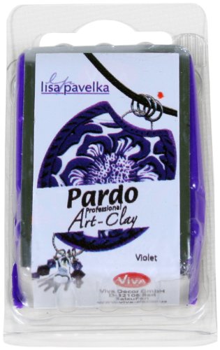 Viva Decor PARDO Art Clay - Violett 56 g, Polymer Clay Modelliermasse ofenhärtend fest, formstabil, hohe Randschärfe, lange lagerstabil durch wiederverschließbare Box von Viva Decor