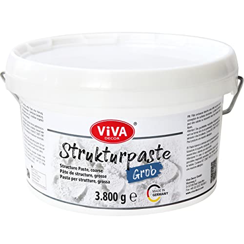 Viva Decor Strukturpaste Grob (3800g, Weiß) matte, körnige Paste auf Wasserbasis für reliefartige bis plastische Oberflächenstrukturierung - für Kreative und Künstler - Made in Germany von Viva Decor