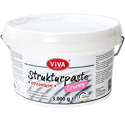 Viva Decor Strukturpaste PREMIUM cremig (3000g, Weiß) matte, stoßfeste Impasto Paste, einfärbbar, auf Wasserbasis für reliefartige Oberflächenstrukturierung von Viva Decor