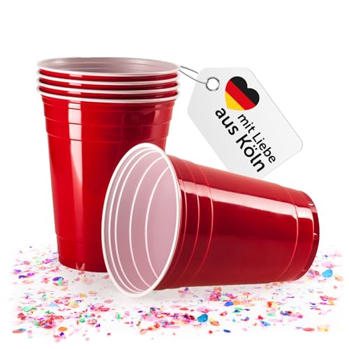 Vivaloo Partybecher 100 Stück - 473 ml Plastikbecher wiederverwendbar - Original American Red Cups 100 Stück - Partybecher Hartplastik Becher - Party Becher - Plastik Becher Party - American RedCups von Vivaloo