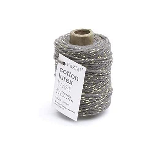 VIVANT Cord Cotton Lurex Twist Dark Grey/Gold - 50MR 2MM von Vivant