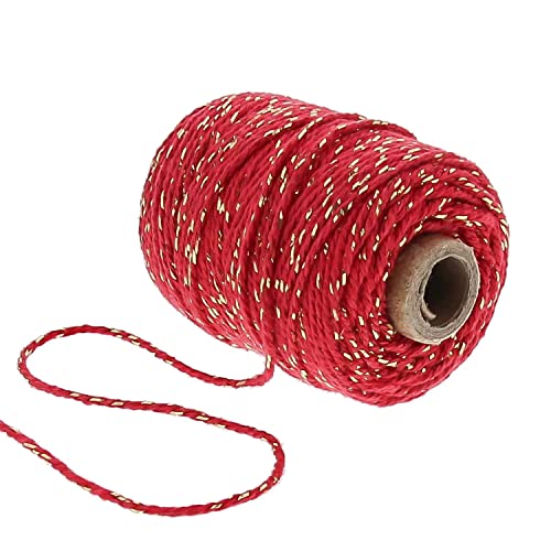 VIVANT Kordel, Baumwolle, Lurex, gedreht, Rot/Gold, 50 m, 2 mm von Vivant