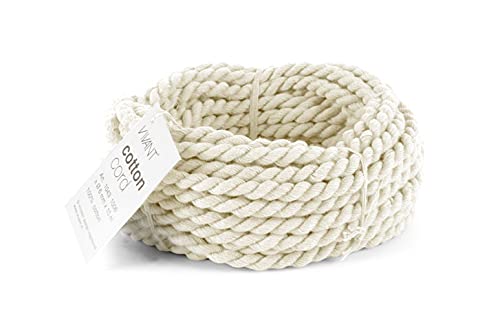 Vivant Kordel Cotton Cord 10m x 6mm, Naturliches Baumwollgarn Baumwollschnur Baumwollseil Kordel-Strickarbeiten Kettgarn Baumwollkordel DIY Handwerk Basteln Wandbehang Traumfänger Pflanzenhänger creme von Vivant