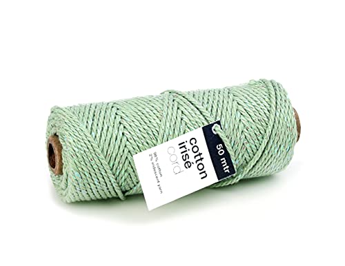 Vivant Kordel Cotton Irisé Cord 50m x 3mm. Baumwolle mit Irisierend Akzente Bastelschnur Dekoration DIY Kunstgewerbe und Deko Ideal zum Handarbeiten, Geschenke Weihnachten fine grün von Vivant