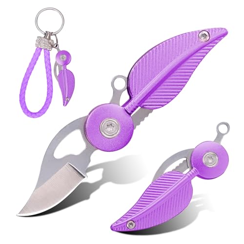 Vividstill Mini Taschenmesser, cooles EDC Klappmesser mit Griff aus Aluminiumlegierung, tolles Geschenk Kleines messer für Männer Outdoor Camping (lila) von Vividstill