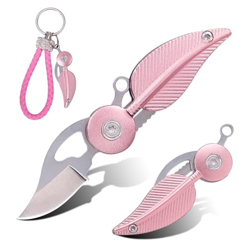 Vividstill Mini Taschenmesser, cooles EDC Klappmesser mit Griff aus Aluminiumlegierung, tolles Geschenk Kleines messer für Männer Outdoor Camping (rosa) von Vividstill