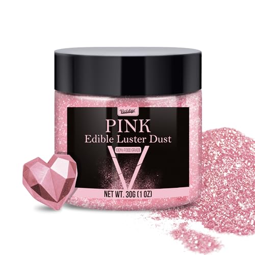 Edible Glitter Essbarer Glitzer - 30g Essbarer Glitzerpulver Glitzerstaub für Getränke, Lebensmittel, Kuchen - Essbares Metallisch Lebensmittelfarbe Glitzerpuder zum Cocktails, Wein, Torten (Rosa) von Vividye