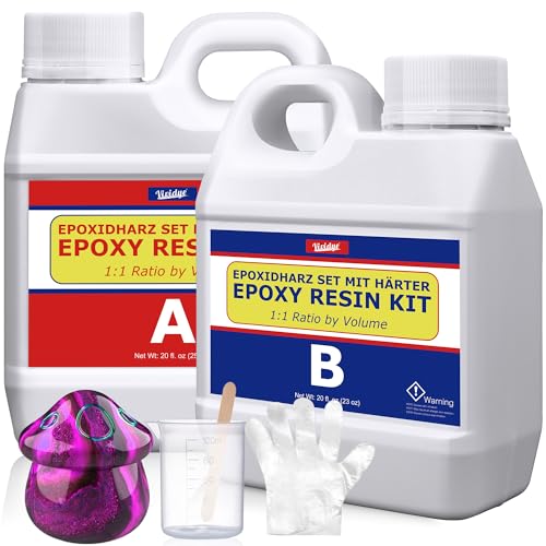 Epoxidharz mit Härter - 1.2L / 48oz Klares Epoxid Harz zum Gießen und Beschichten, Tischplatten, Holz, Schmuckherstellung - Blasenfreies Gießharz für DIY Epoxy Resin Art, Harzformen, Tischplatten von Vividye