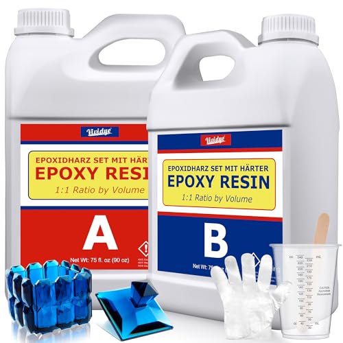 Epoxidharz mit Härter - 4.5L / 175oz Klares Epoxid Harz zum Gießen und Beschichten, Tischplatten, Holz, Schmuckherstellung - Blasenfreies Gießharz für DIY Epoxy Resin Art, Harzformen, Tischplatten von Vividye