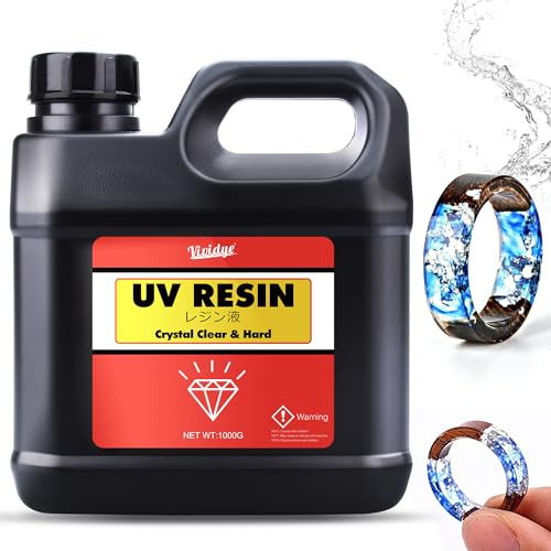 UV Harz 1,000g - Klar UV Harz Harte Solar Schnellhärtende UV Kleber für DIY Schmuckherstellung, Handwerk - Geruchsarmerz Blasenfreies UV Epoxidharz für Harz Formen, Schmuck, Anhänger, Gießen, Malen von Vividye