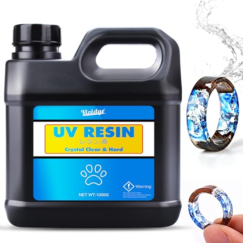 UV Harz 1,000g - Klar UV Harz Harte Solar Schnellhärtende UV Kleber für DIY Schmuckherstellung, Handwerk - Geruchsarmerz Blasenfreies UV Epoxidharz für Harz Formen, Schmuck, Anhänger, Gießen, Malen von Vividye