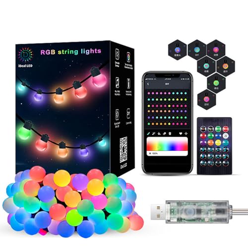 5M/10M LED Lichterkette mit Fernbedienung und APP, Musiksynchronisation RGB Lichterkette Außen Bunt, Twinkly Lichterkette USB, für Weihnachten Party Garten (10M 50LEDS) von Viviheyday