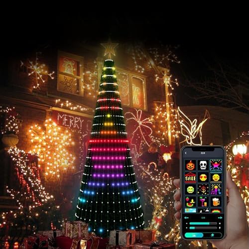 Weihnachtsbaum Lichterkette mit Ring, 400LED Weihnachtsbaum - App-gesteuerte Lichter, RGB Twinkly Lichterkette Weihnachtsdeko Aussen (1.5M) von Viviheyday