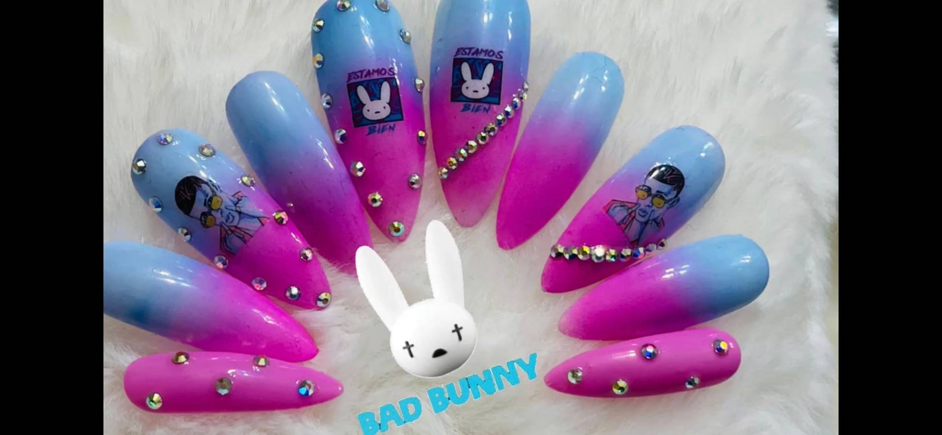 Bad Bunny Baumwolle Candy Nägel von VivsnailsByVivian