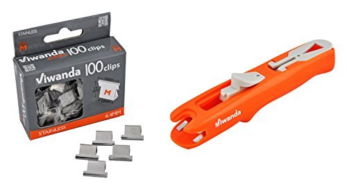 Viwanda Papier Clipper - Eric Orange - Büro Studenten Klammerspender zum zusammenheften von Unterlagen inkl. 100 6.4mm Clips Blatthefter für bis zu 50 Blatt (Blätter Zusammenheften ohne Tacker) von Viwanda