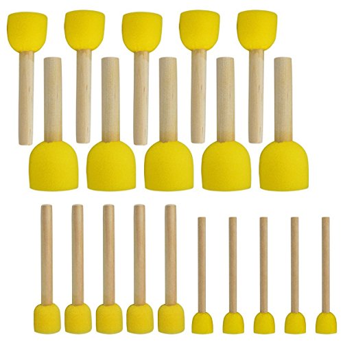 20 Stueck Runde Schwaemme Pinsel Set Kinder Malwerkzeuge - Schwamm Malerei Set DIY Malwerkzeuge in 4 Groessen Fuer Kinder von Vklopdsh